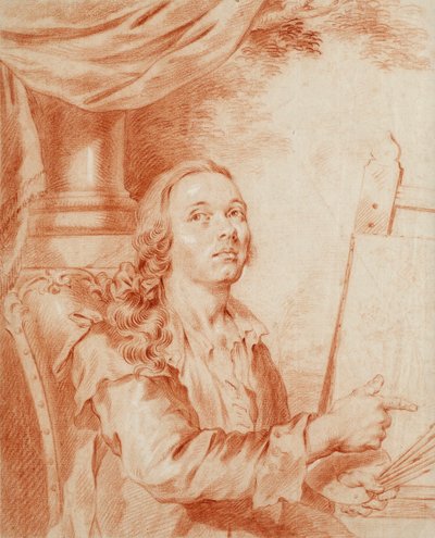 Autoportret - Praca Aleksandra (Alexandre) Roslin (1718-1793), sangwiniczny na papierze autorstwa Alexander Roslin