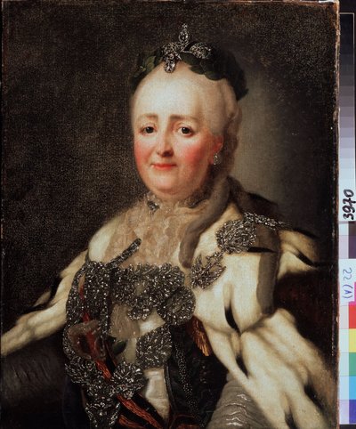 „Portret Katarzyny II (Caterina II) (1729-1796), Cesarzowa Rosji”” Obraz Aleksandra Roslina (1718-1795). Państwowe Regionalne Muzeum Sztuki im. I. Pozhalostina, Ryasan. autorstwa Alexander Roslin