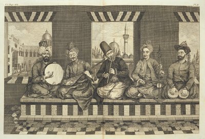 Syryjscy muzycy, płyta 4 z „Historii naturalnej Aleppo”, wyd. autorstwa Patricka Russella, 1794 autorstwa Alexander Russell