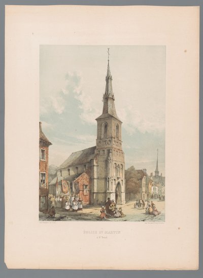 Widok na kościół św. Marcina w Sint-Truiden Kościół św. Marcina à St. Trond (tytuł na obiekcie) autorstwa Alexander Schaepkens