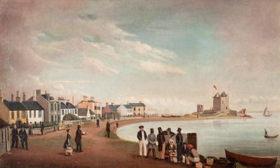 Plaża Crescent i zamek Broughty, ok.1835 (olej na płótnie) autorstwa Alexander Smith
