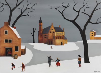 Fantazyjna, zaśnieżona wioska autorstwa Alexander Trifonov
