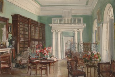 Wnętrze Biblioteki w majątku Golicynów Nikolo-Uryupino, 1910 autorstwa Alexander Valentinovich Sredin