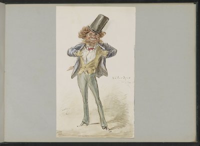 Karykaturalna figura z melonikiem autorstwa Alexander Ver Huell