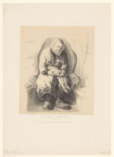 Portret Thomasa Petersa Tomasza Petersa. Stare 112 lat (tytuł na obiekcie) autorstwa Alexander Ver Huell