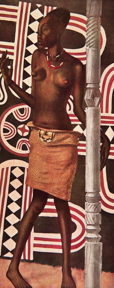 Molende, la Mangbetou, z Rysunki i obrazy Afryki, wykonane podczas wyprawy Citroen Centre Afrique, druga misja Haardt Audouin-Dubreuil, wyd. Paryż, 1927 autorstwa Alexander Yakovlev