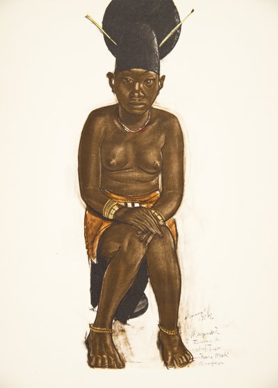 Napudre, żona Tuby (Niangara) Haut Ouelle, z Rysunków i obrazów Afryki, wykonana podczas wyprawy Citroen Center Africa, druga misja Haardt Audouin-Dubreuil, wyd. Paryż, 1927 ( autorstwa Alexander Yakovlev