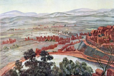 Antananarywa, widok Pałacu Królowej, z Rysunku i Malarstwa Afryki, wykonanego podczas wyprawy Citroen Centre Afrique, druga misja Haardt Audouin-Dubreuil, wyd. Paryż, 1927 (kolor l autorstwa Alexander Yakovlev
