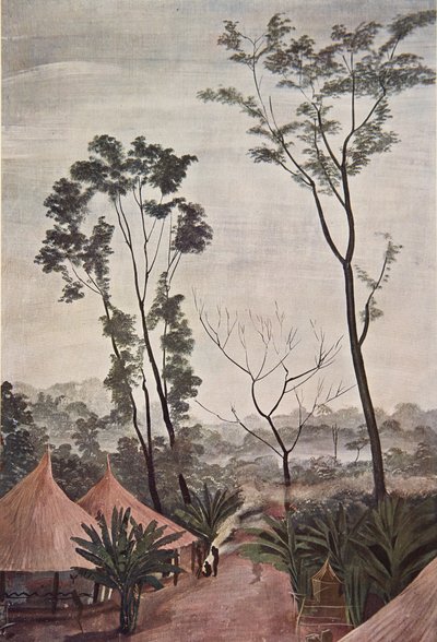 Un Village dans LOubangui - Chari, z Rysunki i obrazy Afryki, wykonane podczas wyprawy Citroen Centre Afrique, druga misja Haardt Audouin-Dubreuil, wyd. Paryż, 1927 (kolor lito autorstwa Alexander Yakovlev
