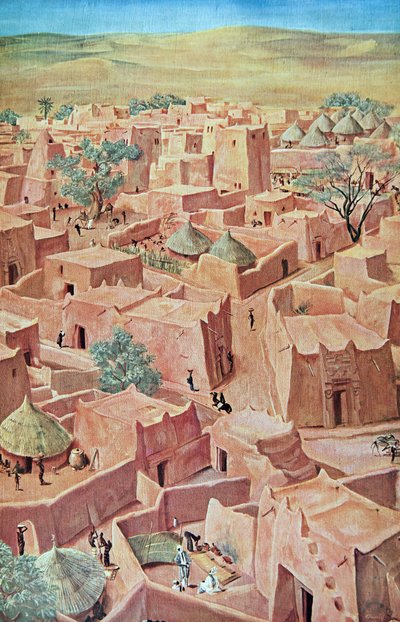 Zinder, z Rysunku i malarstwa Afryki, wykonany podczas wyprawy Citroen Centre Afrique, druga misja Haardt Audouin-Dubreuil, wyd. Paryż, 1927 autorstwa Alexander Yakovlev