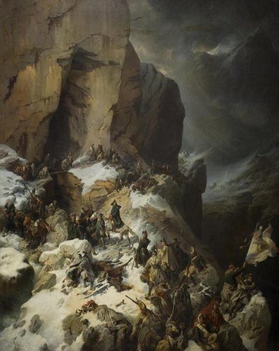 Suworow przekraczający przełęcz Panix, 1860 autorstwa Alexander von Kotzebue
