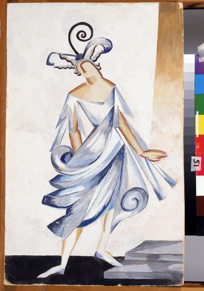 Julieta. Figurino para a peça Romeu e Julieta de William Shakespeare (1564-1616). Obra de Alexandra Alexandrovna Exter (1882-1949), guache sobre cartolina autorstwa Alexandra Alexandrowna Exter