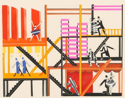 Projekt sceniczny z portfolio Decors de Théâtre, 1930. autorstwa Alexandra Alexandrowna Exter