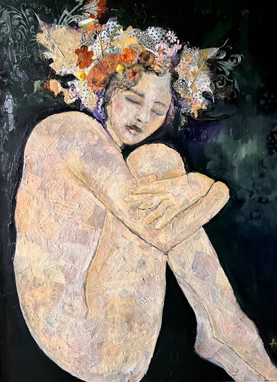 Kontemplacyjna naga kobieta autorstwa Alexandra Higgins