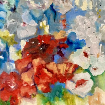 Żywe, abstrakcyjne kwiaty autorstwa Alexandra Higgins