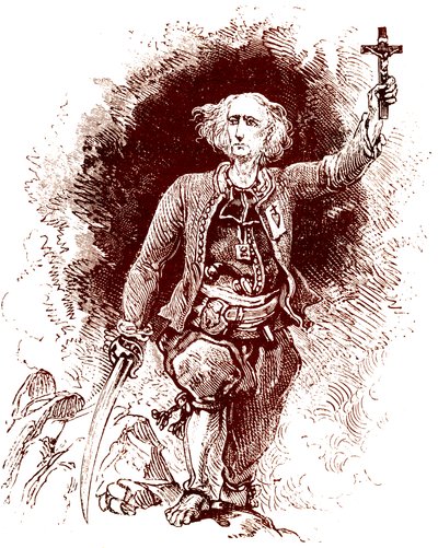 Kapłan Szuan. Powstanie rojalistów w Bretanii. Koniec XIX wieku (grawerunek) autorstwa Alexandre (1850 1888) Ferdinandus