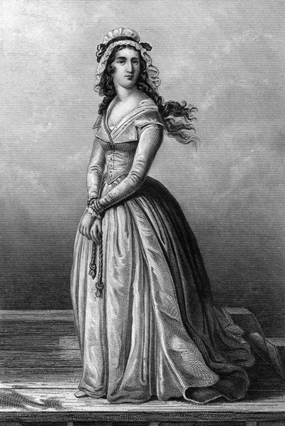 Charlotte Corday (1768-1793) żyrondystka w czasie rewolucji francuskiej, 13 lipca zamordowała Jeana Paula Marata autorstwa Alexandre (after) Lacauchie