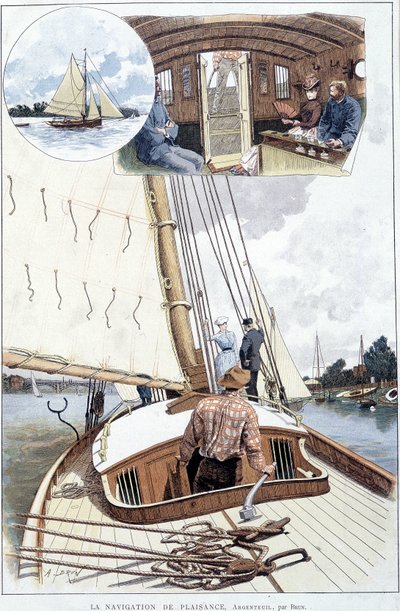 Żeglarstwo w Argenteuil - rysunek Brun autorstwa Alexandre Brun