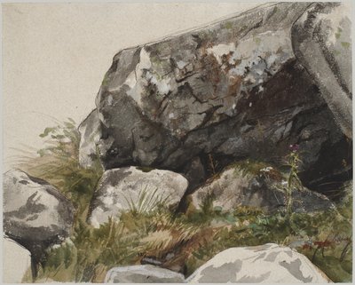 Skalisty krajobraz (akwarela z tuszem i węglem) autorstwa Alexandre Cabanel