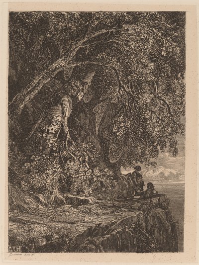 Para odpoczywająca na klifie autorstwa Alexandre Calame