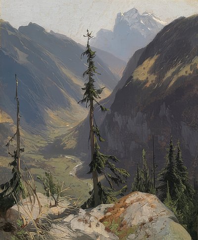 Lütschental z Wetterhornem. około 1850 autorstwa Alexandre Calame