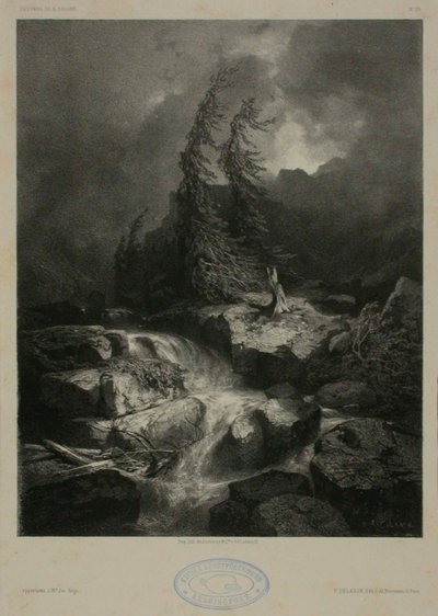 Górski potok podczas burzy autorstwa Alexandre Calame