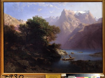 ""Górski krajobraz z jeziorem w Szwajcarii"" (Mountain lake) Obraz Alexandre Calame (1810-1864) 1860 Regional Art Gallery, Tambow Rosja autorstwa Alexandre Calame