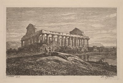 Ruiny w Paestum autorstwa Alexandre Calame