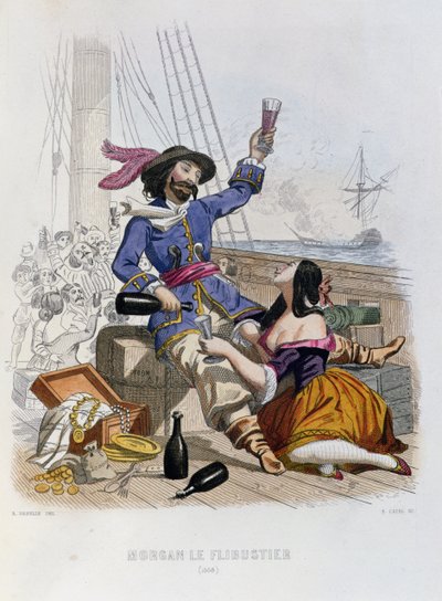 Morgan the Buccaneer w 1668, z Histoire des Pirates przez P. Christiana, ryty przez A. Catela, 1852 autorstwa Alexandre Debelle