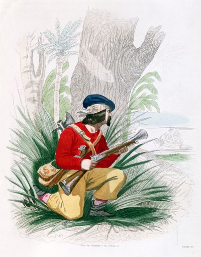 Buccaneer, z „Histoire des Pirates” P. Christiana, sztychowane przez Huarta, 1852 autorstwa Alexandre Debelle
