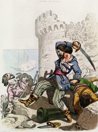 Kawaler de Gramont, z „Histoire des Pirates” P. Christiana, sztych. A. Catel, 1852 autorstwa Alexandre Debelle
