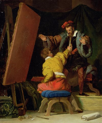 Aretino w Pracowni Tintoretta, XIX w. autorstwa Alexandre Evariste Fragonard
