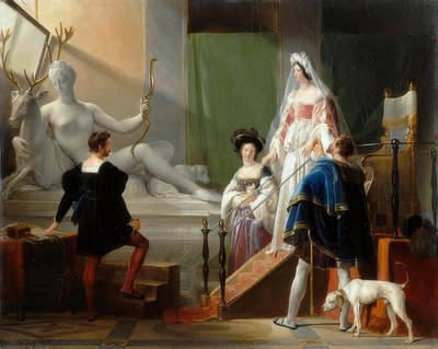 Diane de Poitiers odwiedza atelier Jeana Goujona autorstwa Alexandre Evariste Fragonard
