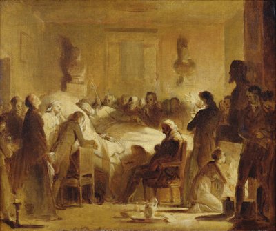 Ostatnie chwile Karola-Ferdynanda z Francji (1778-1820) w Sali Administracyjnej Opery Paryskiej, 14 lutego 1820, 1820-50 autorstwa Alexandre Evariste Fragonard