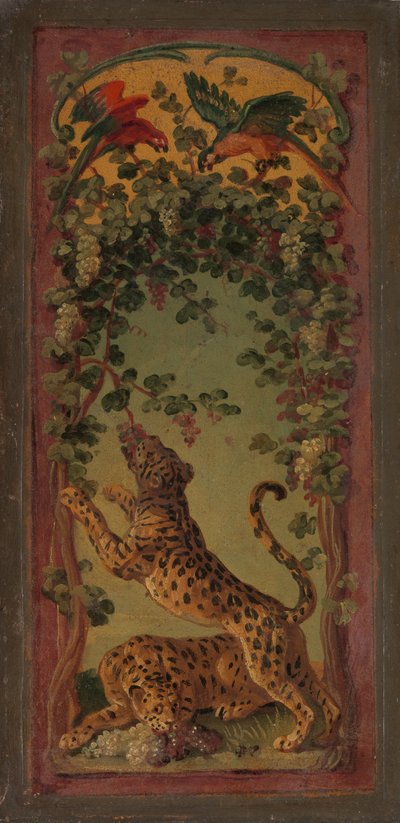 Pantery Bachusa jedzące winogrona, ca. 1719-20. autorstwa Alexandre Francois Desportes