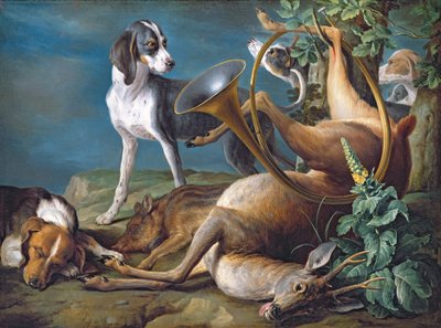 Martwa natura z martwej gry z psami, 1730 autorstwa Alexandre Francois Desportes
