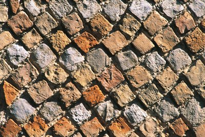 Zbliżenie na podłogę opus reticulatum. Akropol Civitella, Włochy, Region Abruzzo, Chieti autorstwa Nicolas Toussaint Charlet