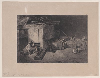 Wnętrze hodowli z cyklu Sceny myśliwskie, 1829. autorstwa Alexandre Gabriel Decamps