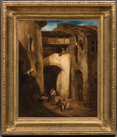 Włoski dziedziniec autorstwa Alexandre Gabriel Decamps