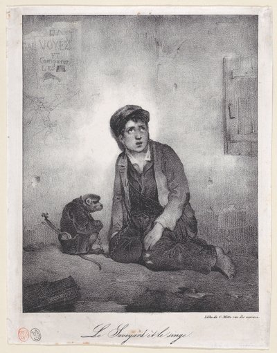 Chłopiec z Sabaudii i jego małpa, 1823. autorstwa Alexandre Gabriel Decamps