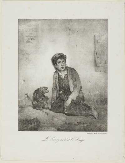 Savoyard i małpa autorstwa Alexandre Gabriel Decamps