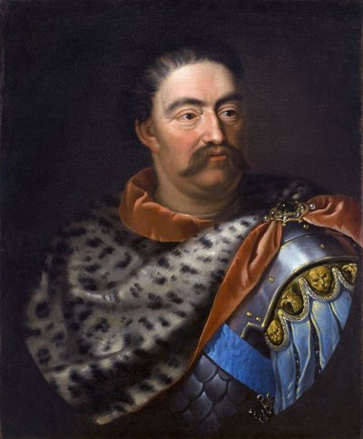 "Portret Jana III Sobieskiego (1629-1696) roi de Pologne" 17eme siecle - Portret Jana III Sobieskiego (1629-1696), króla polskiego i wielkiego księcia litewskiego - Tricjusza, Jana (ok. 1620-ok. 1692) - c. 1680 - Olej na płótnie - 75x62 cm - Muzeum Pałac w autorstwa Alexandre Jan Tricius