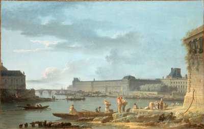 Luwr i Pont Royal widziane z Pont-Neuf, ok. 1780 r. (olej na płótnie) autorstwa Alexandre Jean Noel