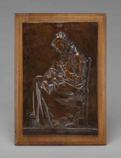 Macierzyństwo, czyli młoda kobieta karmiąca dziecko, model 1882. autorstwa Alexandre Louis Marie Charpentier