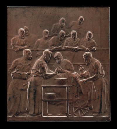 Monod demonstrujący zabieg na sali operacyjnej [rewers], c. 1906. autorstwa Alexandre Louis Marie Charpentier