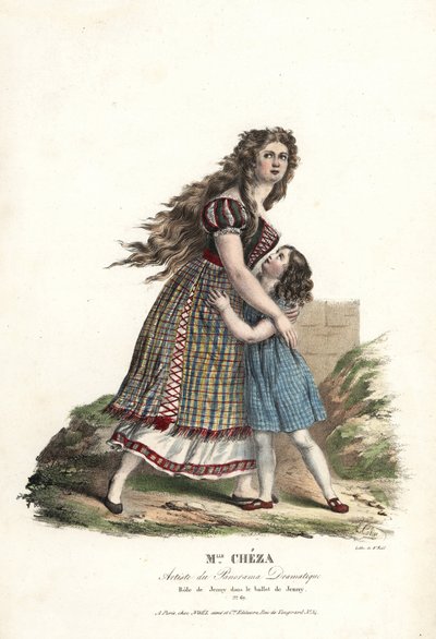 Ballerina Miss Marie Cheza jako Jenny w balecie-pantomimy Jenny Jean-Louis Aumer, Panorama Dramatique autorstwa Alexandre Marie Colin