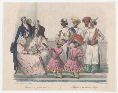 Bayees lub Tańczący chłopcy, z dwudziestu czterech płyt ilustrujących sposób hinduski i europejski..., 1832 autorstwa Alexandre Marie Colin