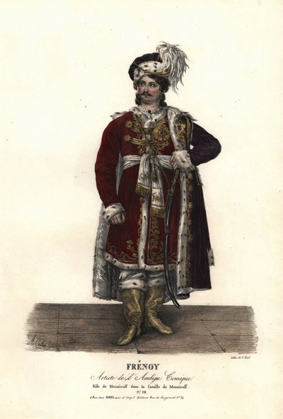 Jean Audeville Fresnoy jako Menzicoff w La Famille de Menzicoff J-J-M Duperche, Ambigu Comique autorstwa Alexandre Marie Colin