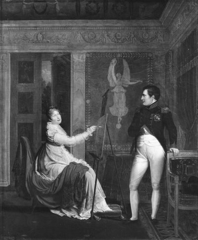 Marie Louise (1791-1847) z Habsbourg Lorraine malująca portret Napoleona I (1769-1821) autorstwa Alexandre Menjaud