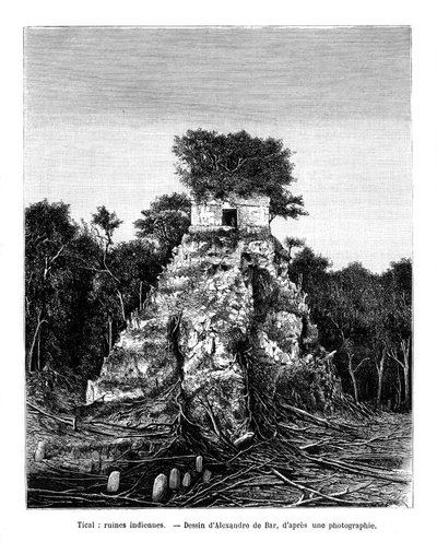 Ruiny Majów, Tikal, Gwatemala, XIX w. autorstwa Alexandre de Bar